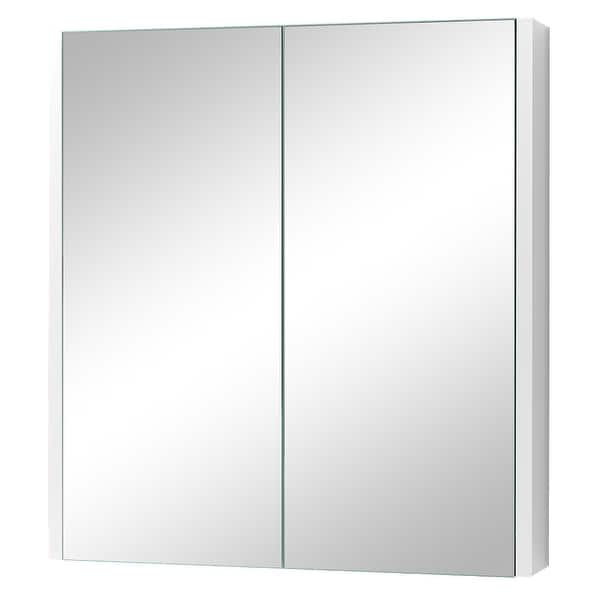 2 Tier Wall Mounted Bathroom Storage with Mirror Doors