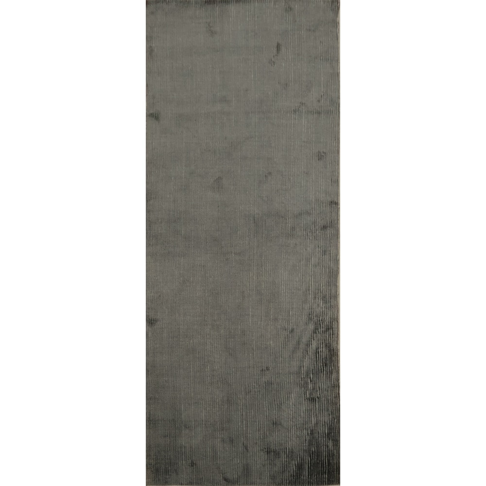 Hand Knotted Oriental Silk Carpet Modern Contemporary Greys & Charcoal Contemporary Runner Rug - 9' 0'' X 3' 1''