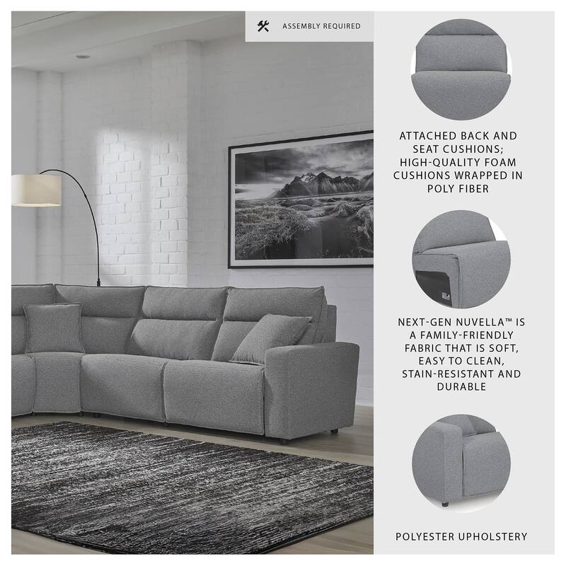 Signature Design by Ashley Modmax Gray 5-Piece Power Reclining Sectional - 125" W x 125" D x 41" H