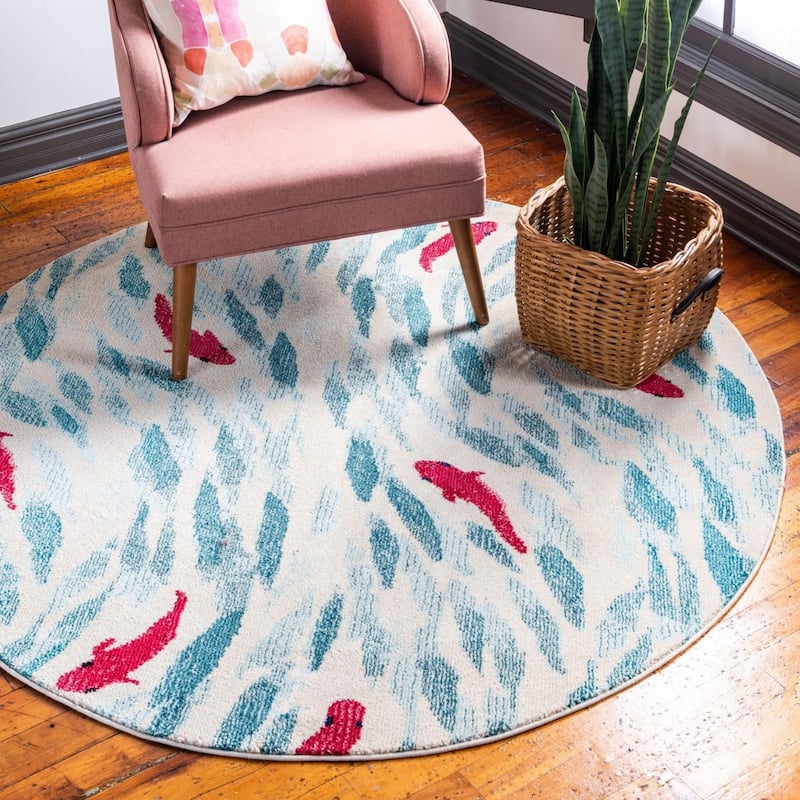 Novelty Cruxoit Collection Area Rug - Beige - 6' Round