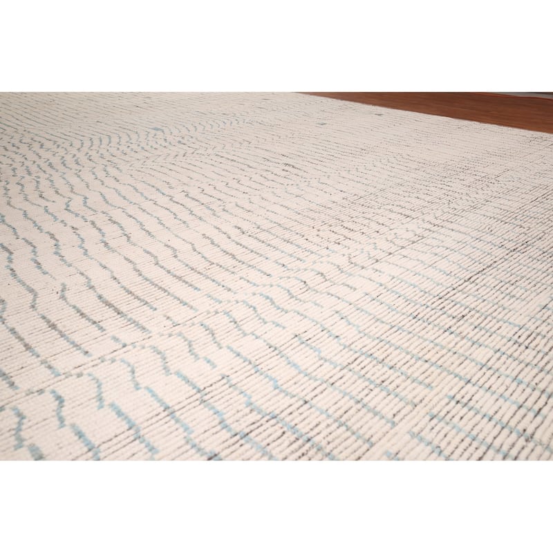 Earth Tone Striped Moroccan Large Area Rug Handmade Wool Carpet - 12'3" x 18'5"