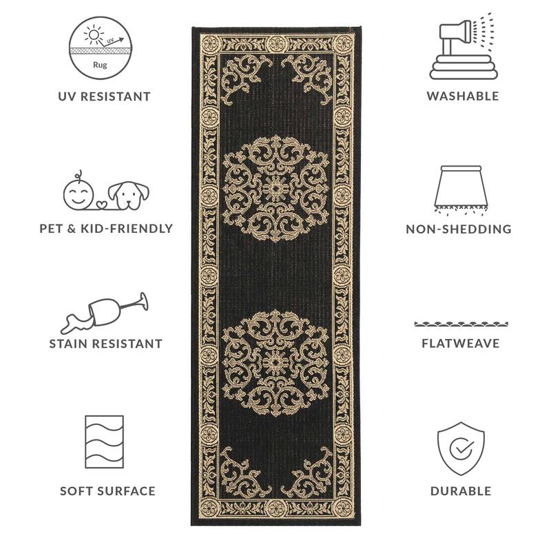 SAFAVIEH Courtyard Lineke Indoor/ Outdoor Waterproof Patio Backyard Rug