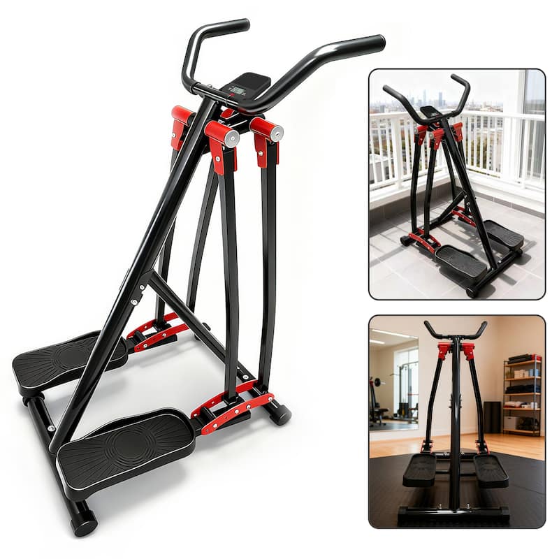 Air Walking Elliptical Machine, Foldable Cardio Cross Trainer Glider for Full-Body with LCD Display