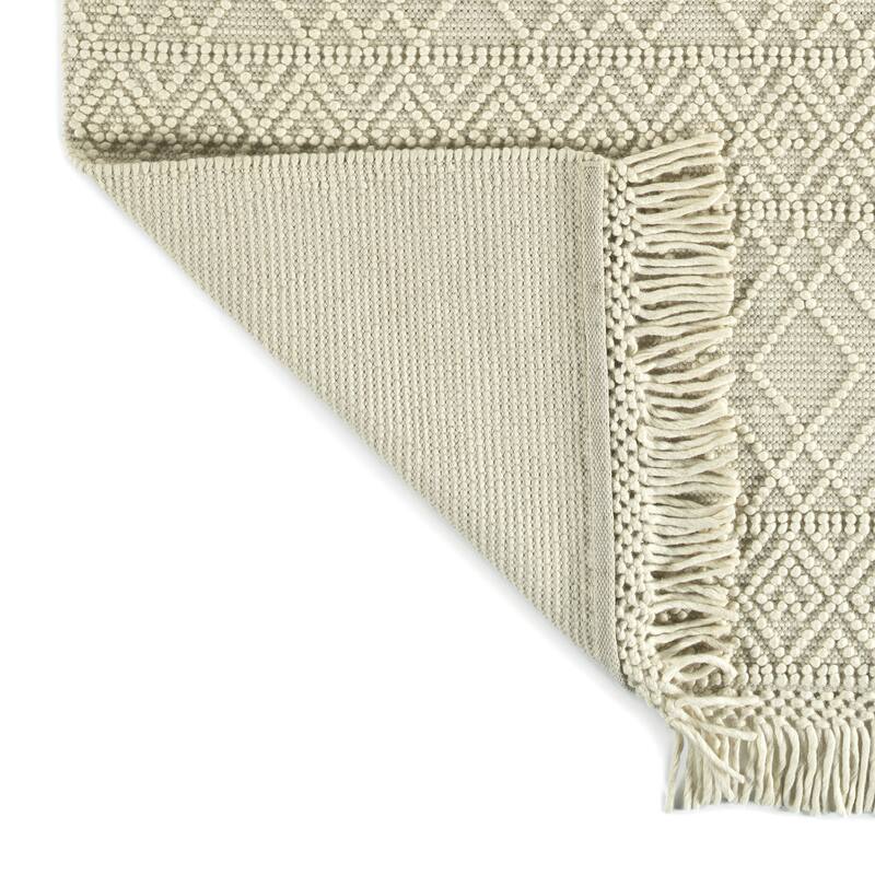 Mara Collection Ivory Square Indoor Throw Rug