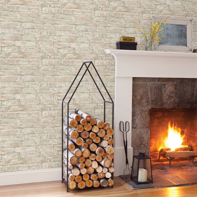 Bricks Kravis Arlington Off-White Brick 33' L X 20.5 W Wallpaper Roll - Multicolor