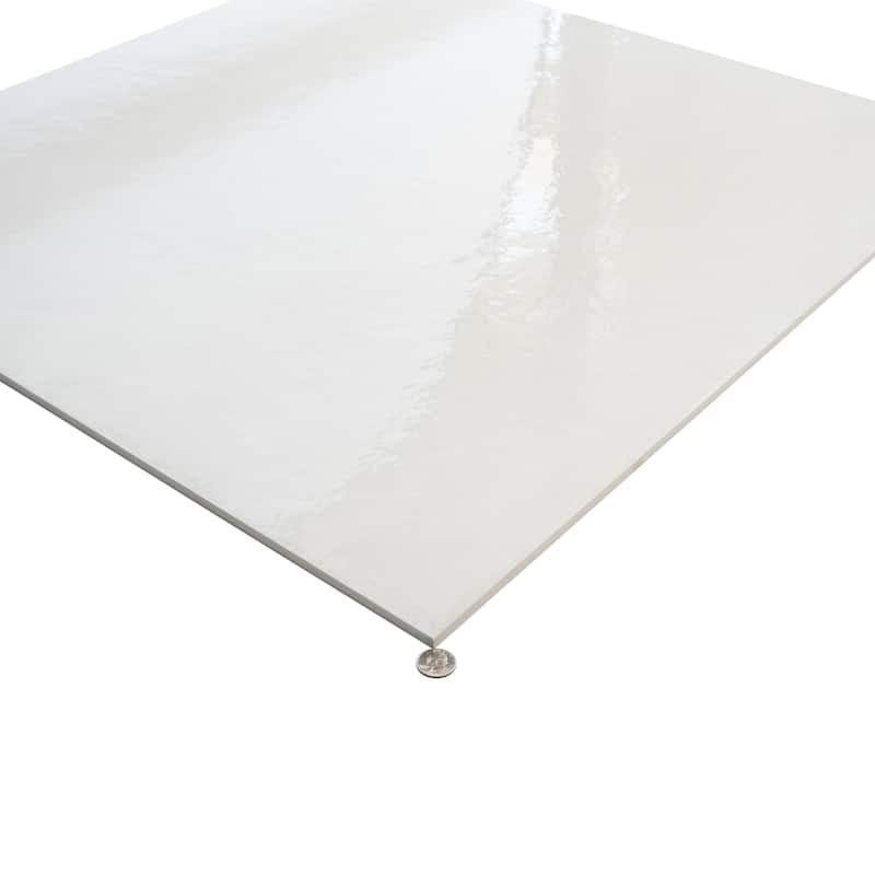 Imprint 36x36 White Porcelain Large Format Square Maiolica Wall and Floor Tile (17.67 sq ft/case) - 2 Pack