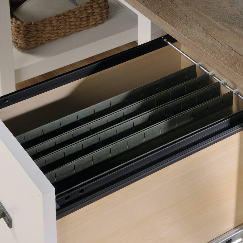 Engineered Wood Coastal Desk with Lateral File Cabinet Bundle