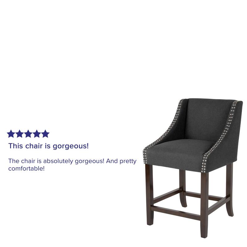 24-inch Transitional Curved Walnut Counter Height Stools (Set of 2) - 20"W x 22"D x 36"H