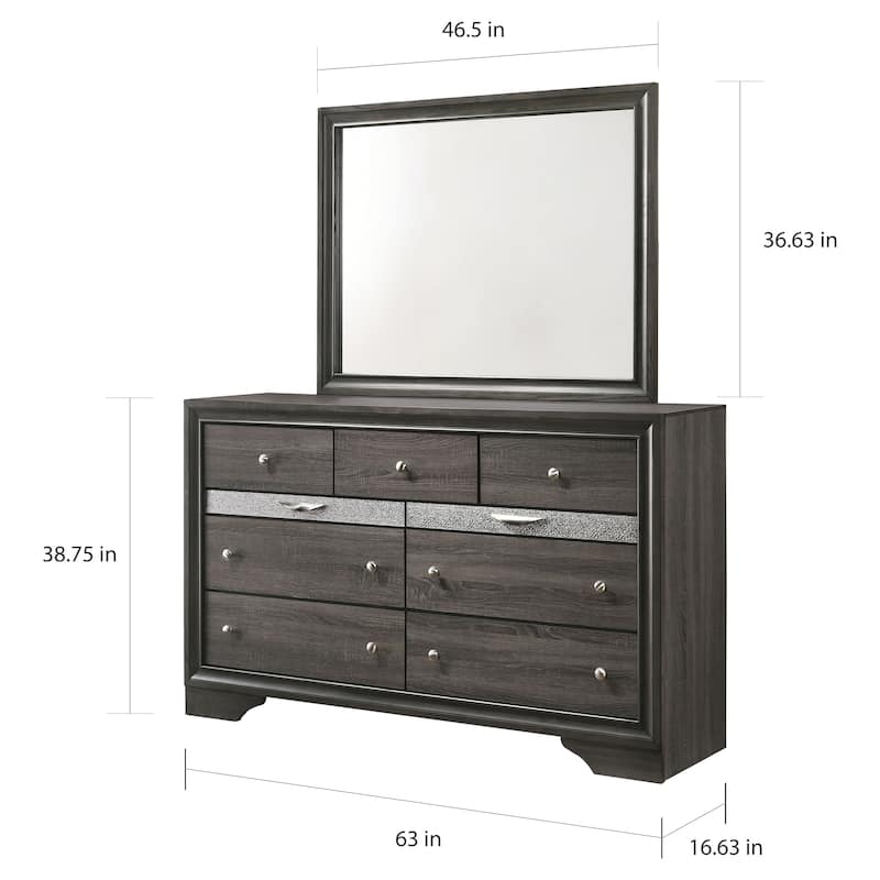 Bankhead Contemporary Grey 2-piece 9-Drawer Dresser and Mirror Set by Furniture of America