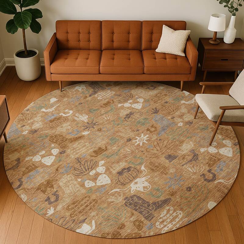 Machine Washable Indoor/ Outdoor Modern Ranch Chantille Rug