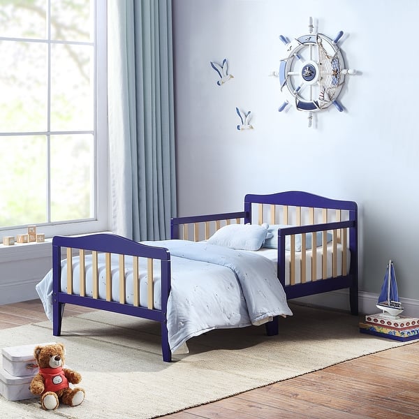 slide 2 of 6, Twain Toddler Bed Blue/Natural suitable for kids'bedroom Blue