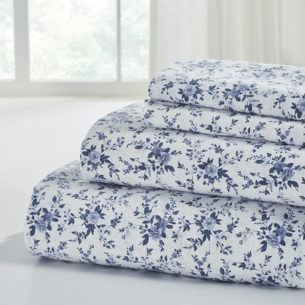 Modern Threads 4-Piece 100% Cotton Flannel Sheet Set - Soft, Durable, Perfect for All Seasons