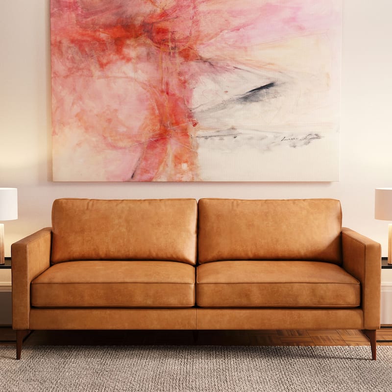 Poly & Bark Mateo 82.5" Sofa - Full Grain Genuine Italian Leather - Cognac Tan