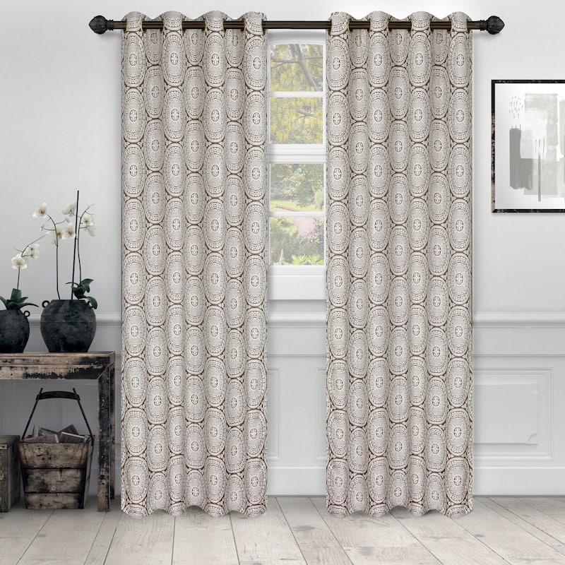 Superior Varnie Jacquard Grommet Room Darkening Curtain Panel (Set of 2)