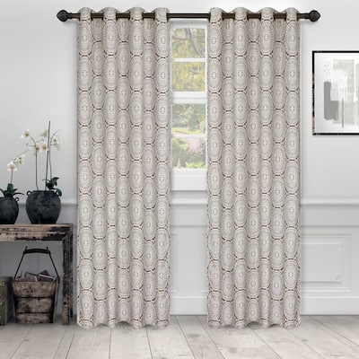 Superior Varnie Jacquard Grommet Room Darkening Curtain Panel (Set of 2)