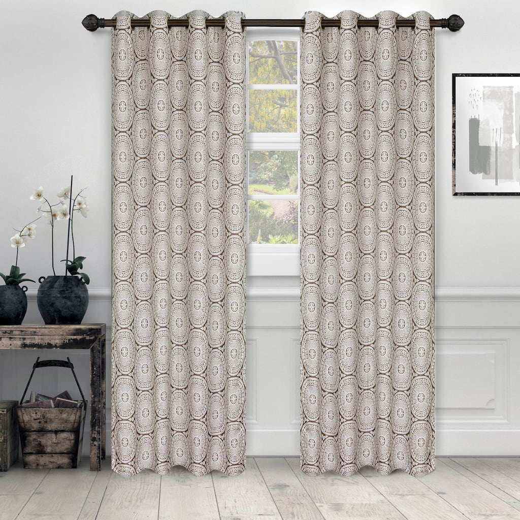 Superior Varnie Jacquard Grommet Room Darkening Curtain Panel (Set of 2)