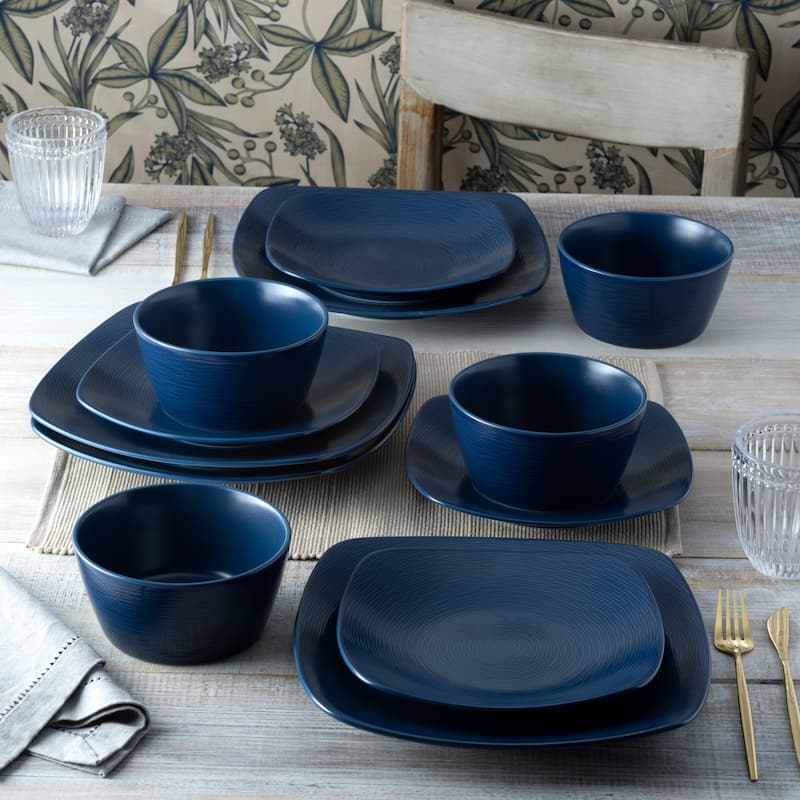 Noritake Colorscapes Swirl 12-Piece Square Dinnerware Set, Service For 4