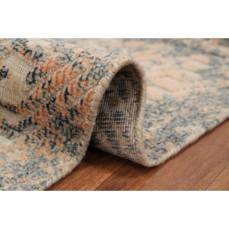 Hand Knotted Oriental Viscose Silk Carpet Modern Abstract Multi-Colored Abstract Area Rug - 8' 0'' X 6' 4''