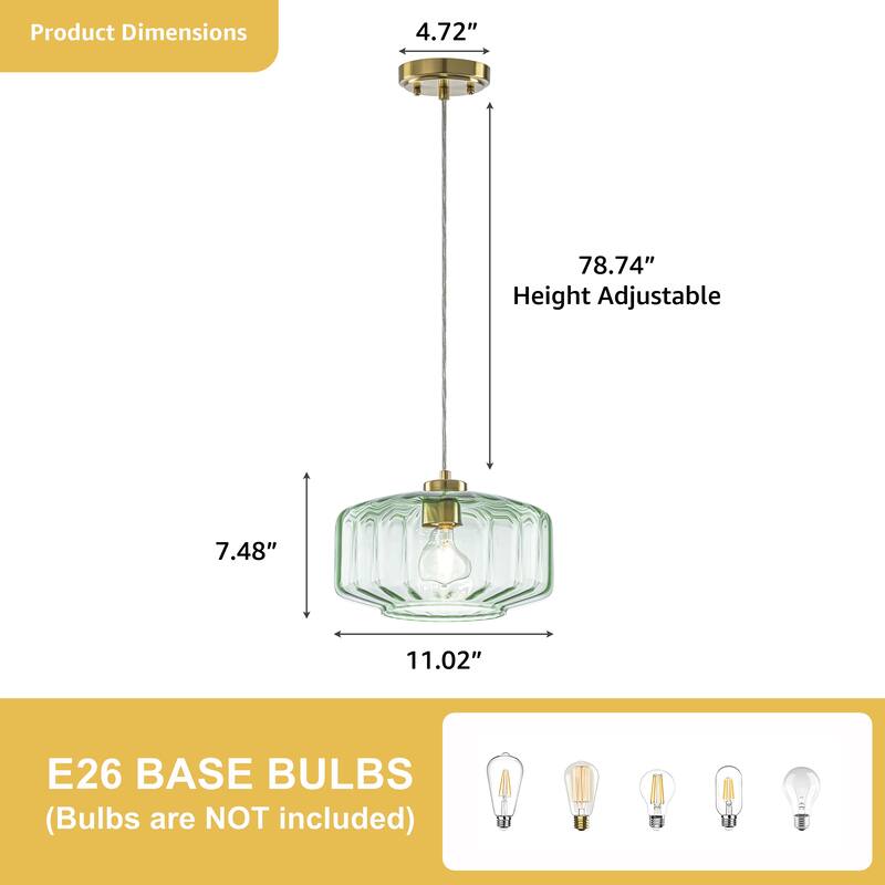 Starsky 1-Light Textured Glass Drum Pendant Light