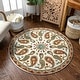 preview thumbnail 1 of 10, Multicolored Paisley Paradise Medallion Round Rug