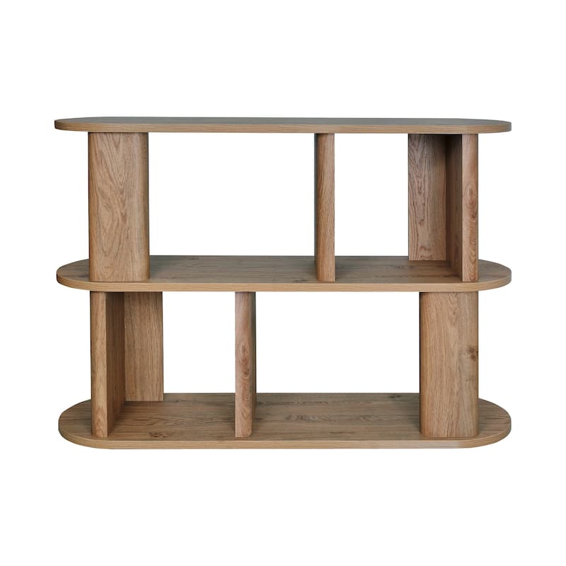 Studio London Low and Tall Oak Wood Effect Bookcase with Compact 2-Shelf Design