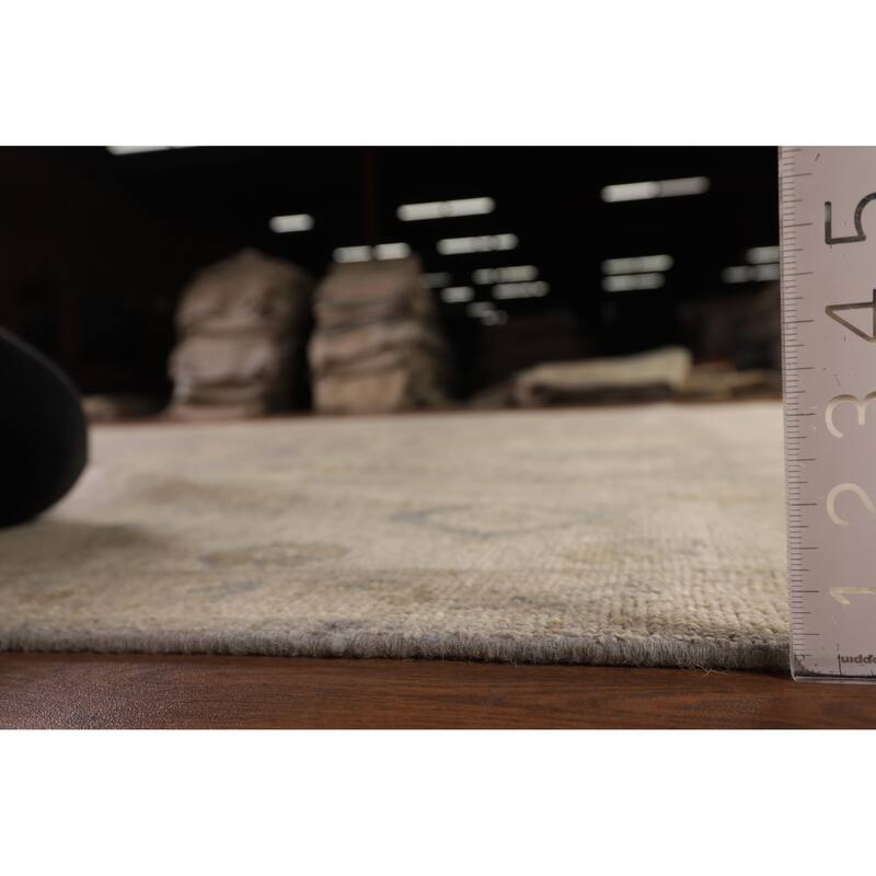 Vegetable Dye Gray Oushak Turkish Area Rug Hand-Knotted Wool Carpet - 9'4" x 12'4"