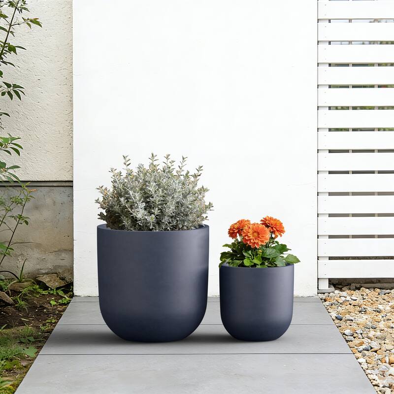 Upgraded Interior Concrete Round Planter with Drainage Holes