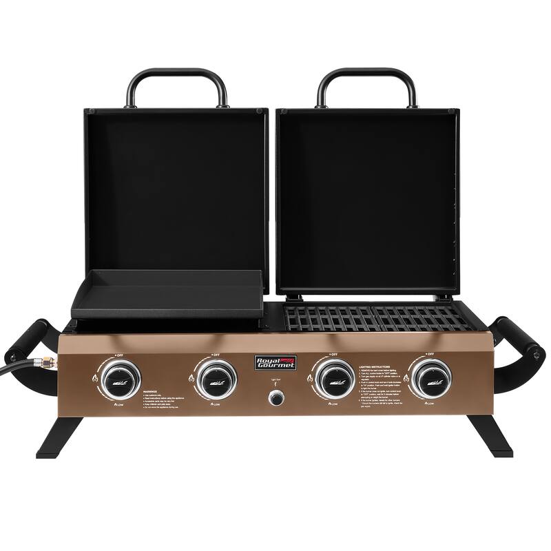 Royal Gourmet GD4002TPY Portable Tabletop Grill & Griddle Combo - Golden