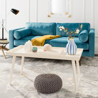 SAFAVIEH Nonie Antique White Coffee Table with Tray - 41.8" x 21.8" x 19"