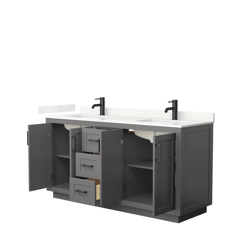Miranda 66-inch Double Vanity, Quartz Top