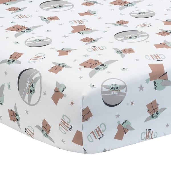 slide 2 of 5, Lambs & Ivy Star Wars Mandalorian The Child/Baby Yoda/Grogu Fitted Crib Sheet