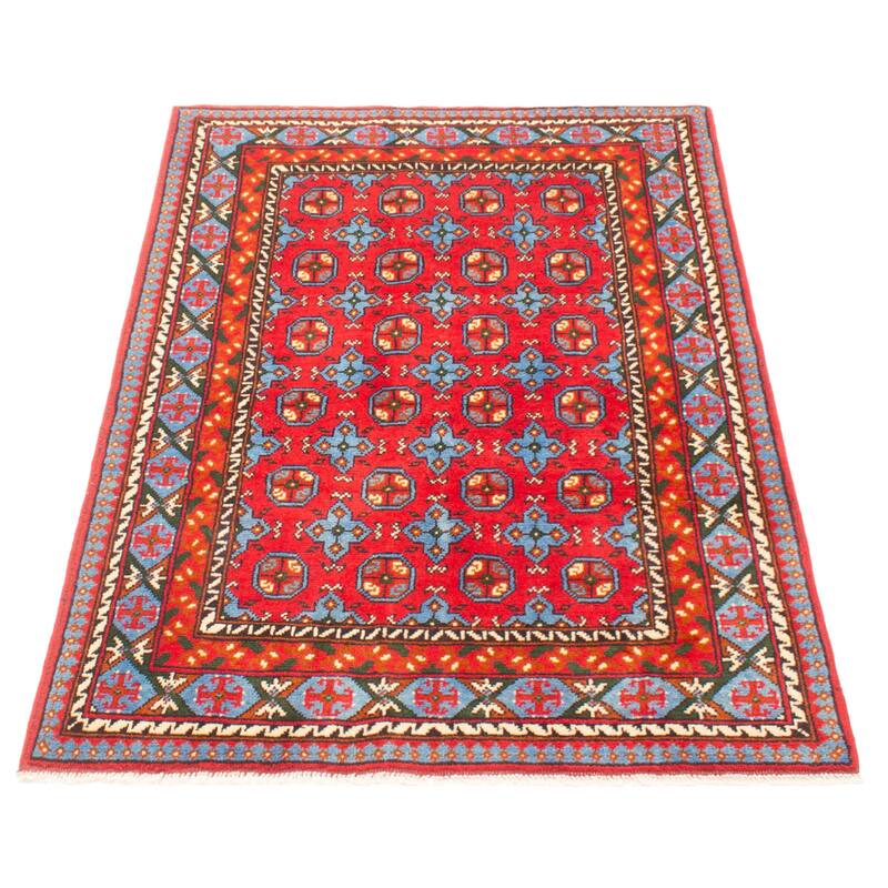 ECARPETGALLERY Hand-knotted Uzbek Kargahi Red Wool Rug - 4'2 x 6'3