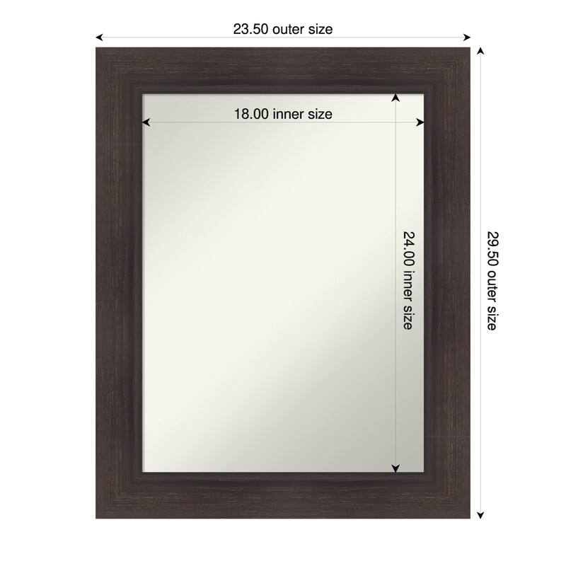 Sloped Non-Beveled Framed Wall Mirror - 24 x 30 in - Sloped Espresso
