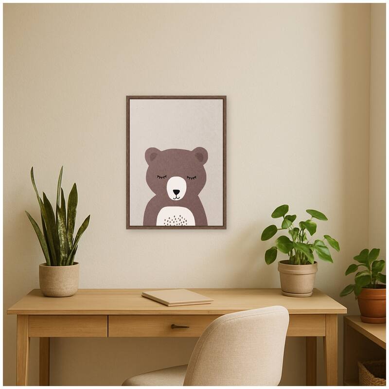 Kate and Laurel Bear by July Art Prints Framed Canvas Wall Art Print