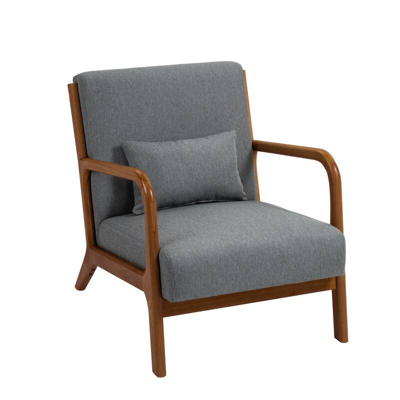 Mid-Century Modern Upholstered Accent Chair with Wood Frame