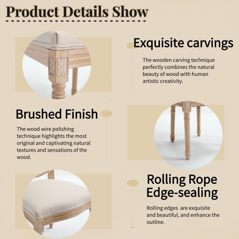 Kitchen Chair Side Chair Vanity Chair Coffee Chair Office Chair Beige Reception Chair with Wood Legs