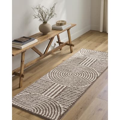 Livabliss Scandinavian Fossay Shag Stripe Washable Area Rug