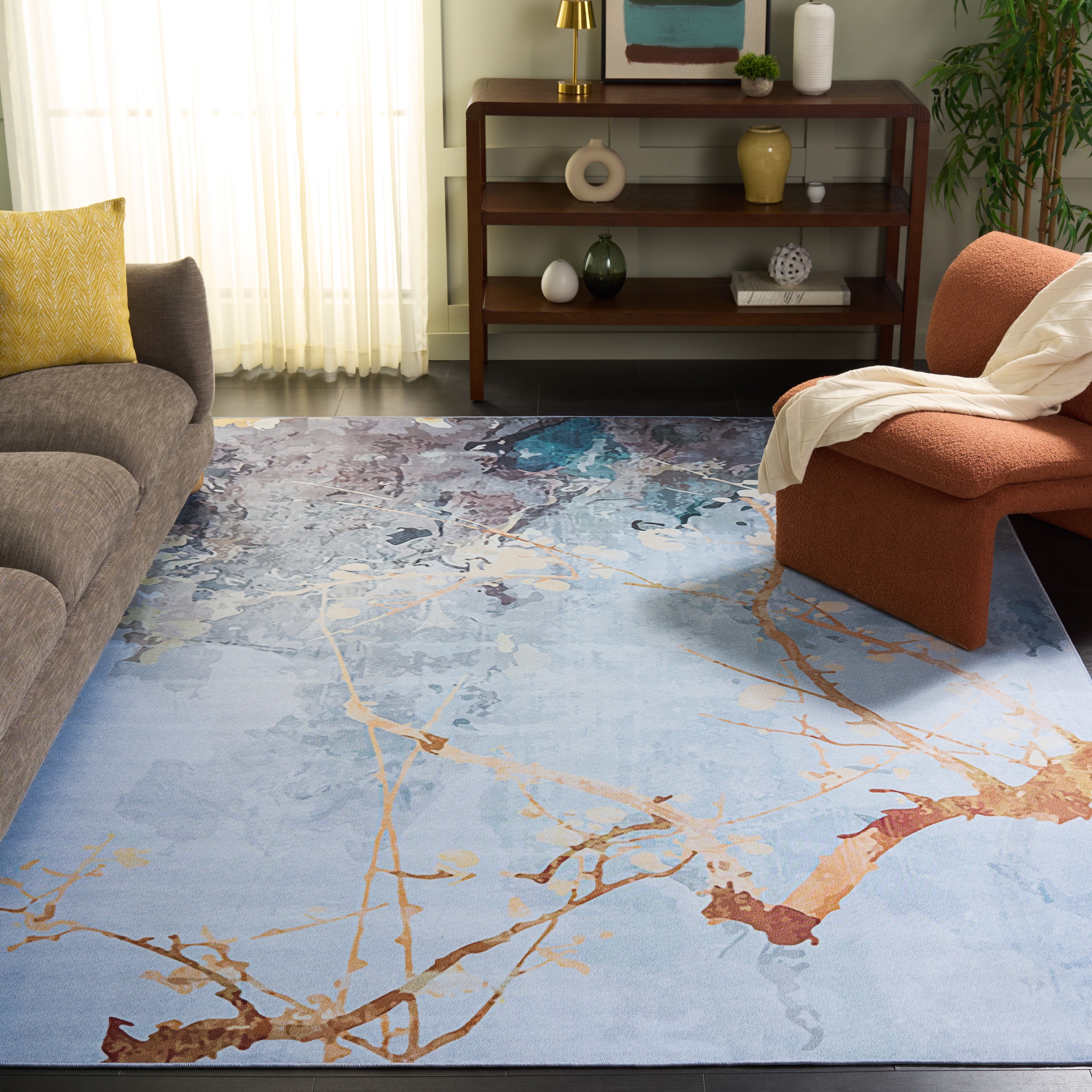 SAFAVIEH Tacoma Machine Washable Slip Resistant Sula Modern Abstract
