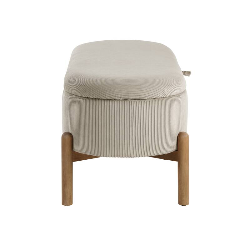Salem 42" Corduroy Lift Top Storage Bench - Foam Cushioned Seat