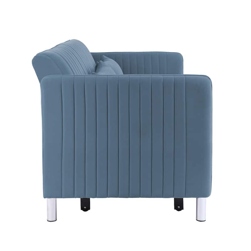 Cole Blue Velvet Convertible Studio Sofa Bed