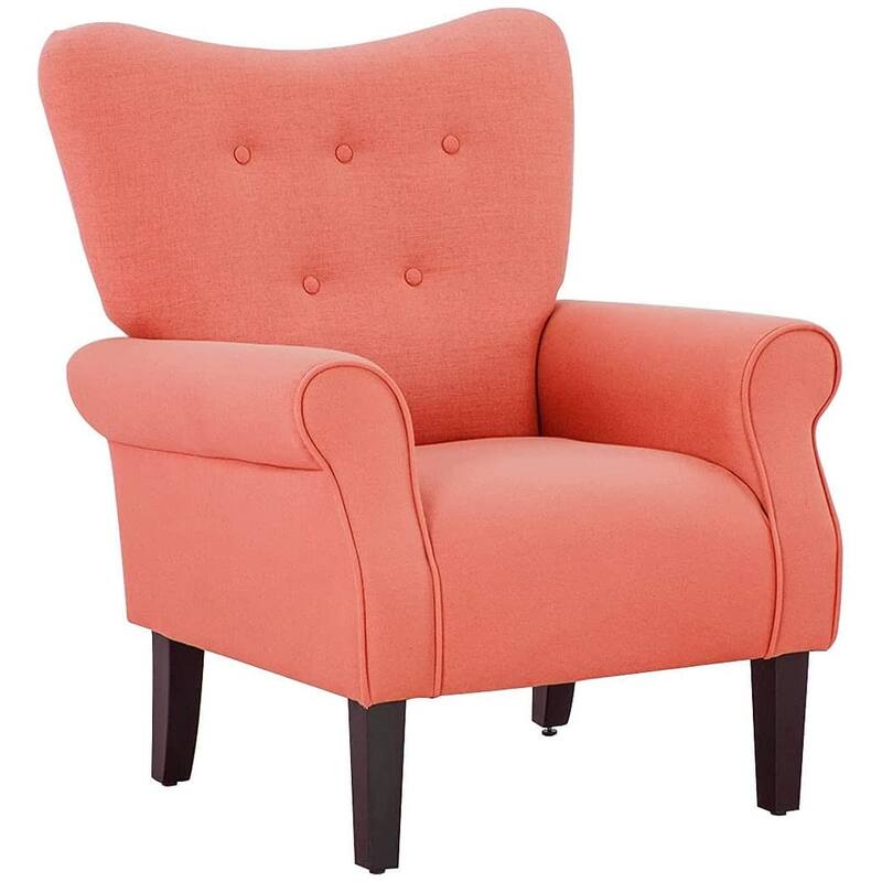 Erommy Wing back Arm Chair, Upholstered Fabric High Back Chair with Wood Legs