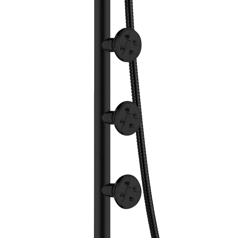 Lanai 8-in Rain Showerhead with 3-Body Jets Pivoting Shower Arm and Multi-function Handshower Matte Black