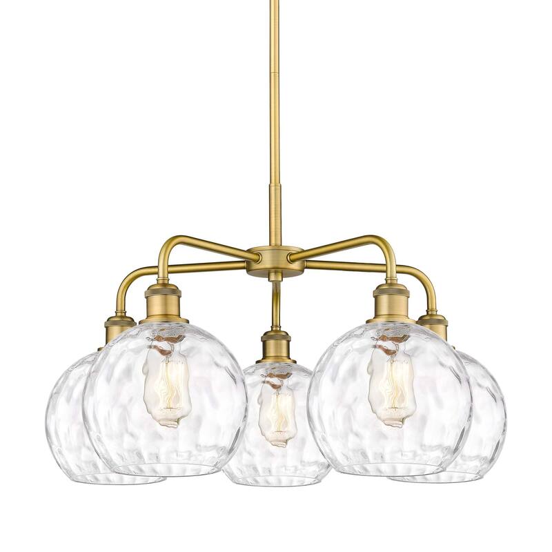 Innovations Lighting 516-5CR-16-26 Athens Water Glass Chandelier - Brushed Brass / Clear Water Glass