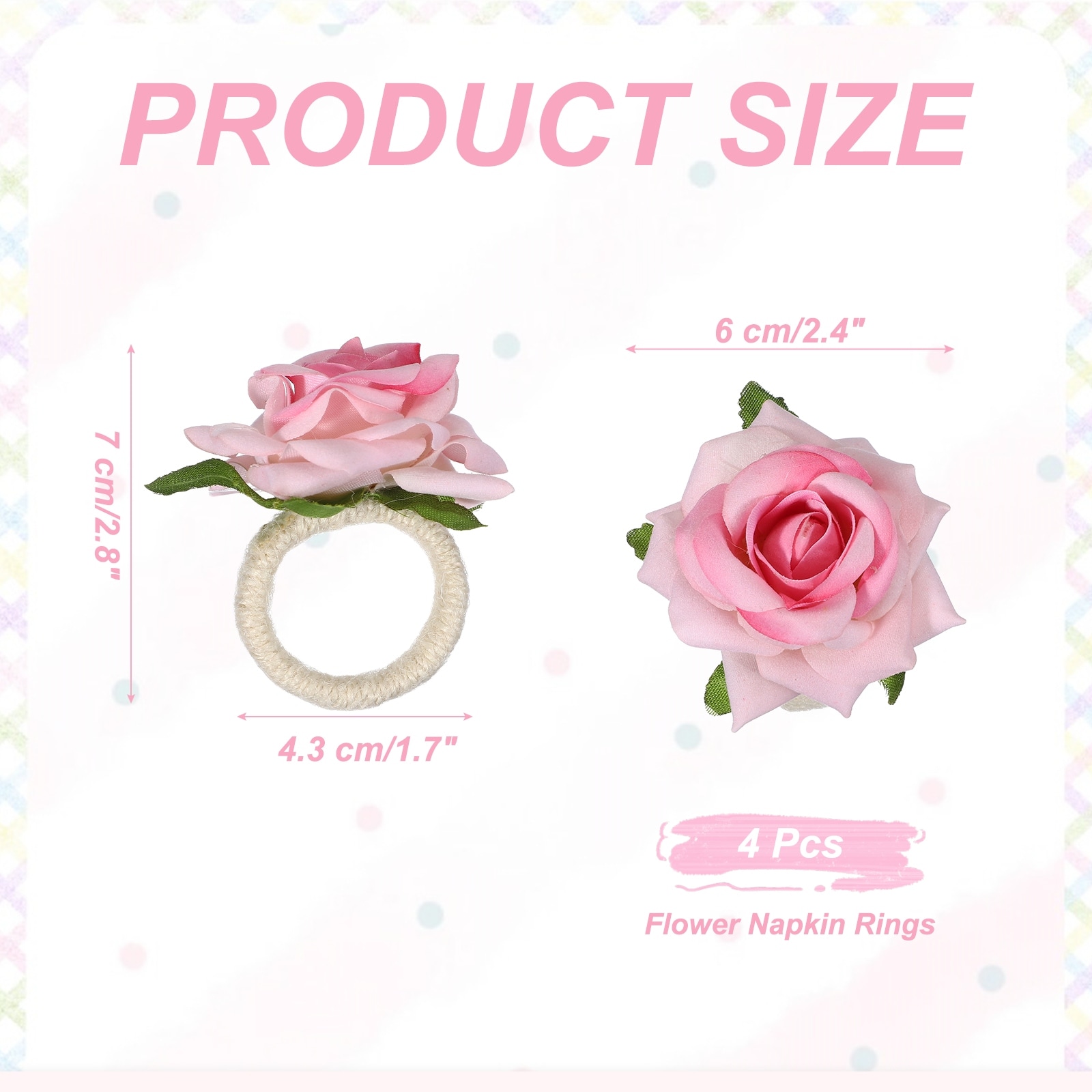 Flower Napkin Rings, Handmade Rose Napkin Ring Holders Buckles Table Decorations