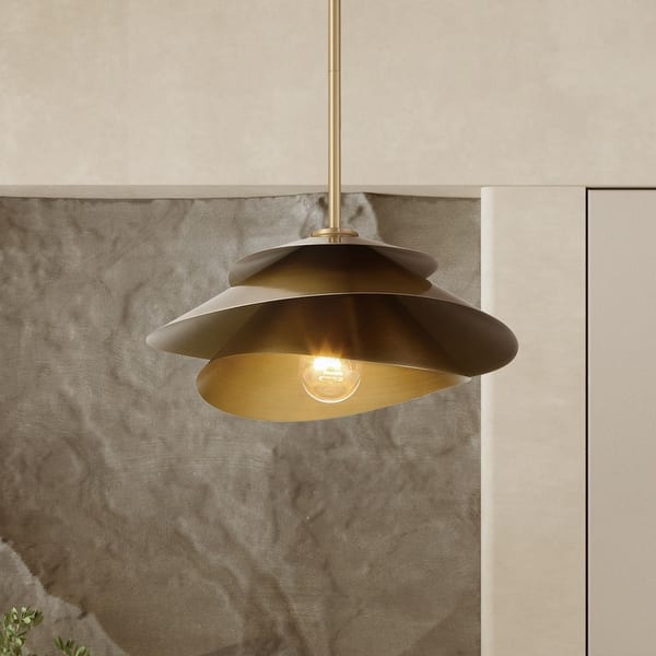 slide 2 of 3, Hunter Hiro 1 Light Pendant - Kitchen, Dining Room, Entry - Contemporary, Modern - Statement Lighting! Large - Alturas Gold