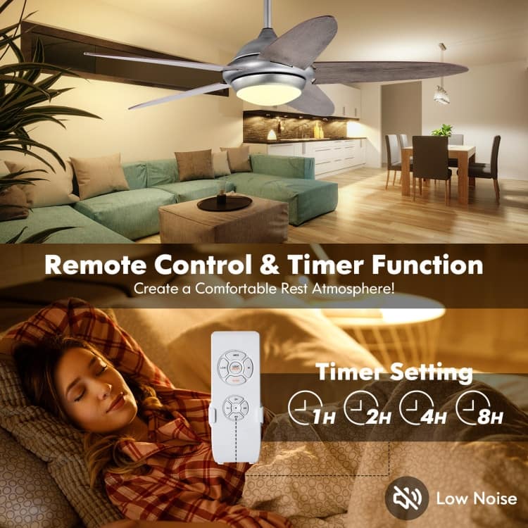 52 Inch Ceiling Fan with Lights and 3 Lighting Colors - 52" (D)