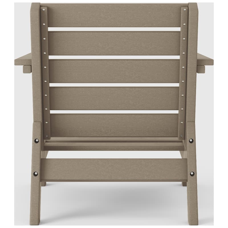 Birchwood All Weather HDPE Outdoor Patio Deep Seating Weathered Wood Club Chair With Cushions (1-Piece)