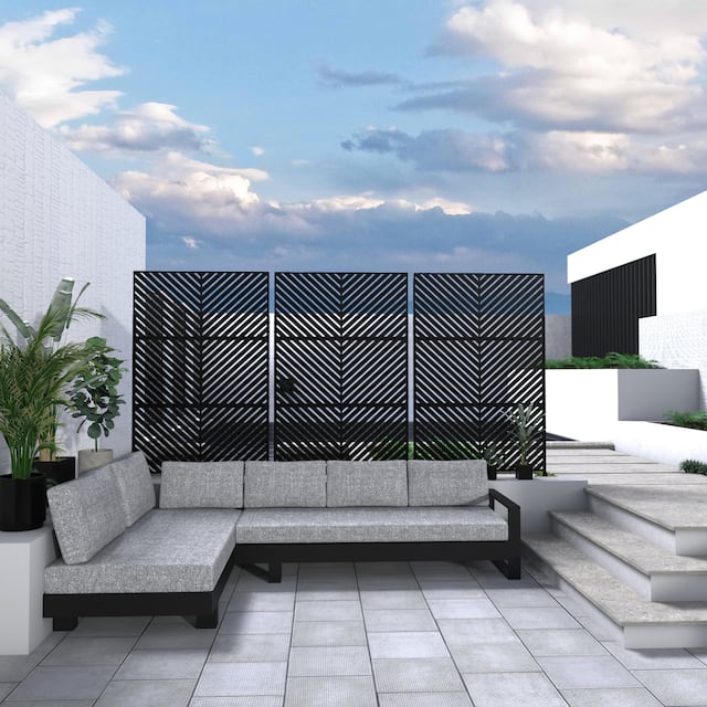 Fency Metal Privacy Screen Free Standing Parallel Lines Overstock