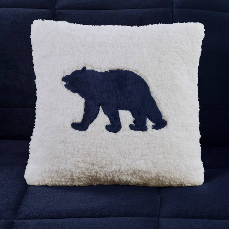 GDF Studio - Alton Plush to Sherpa Down Alternative Comforter Set - Navy & Ivory.