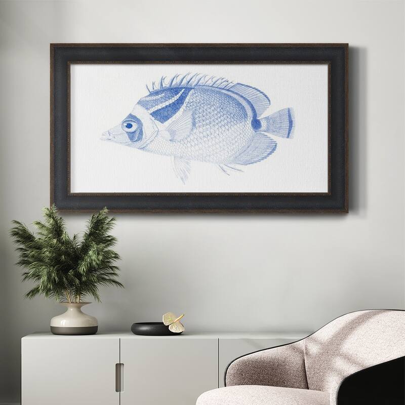 Blue & White Tropical Fish IV Premium Framed Canvas- Ready to Hang